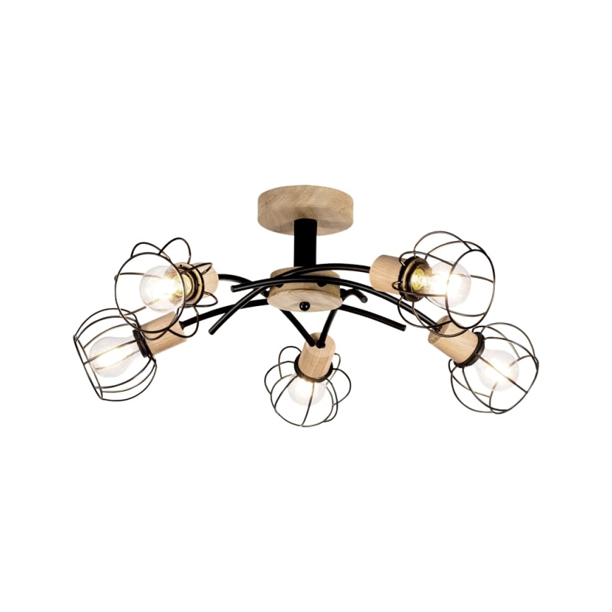 Plafondkroonluchter VIVIANE 5xE27/60W/230V eik