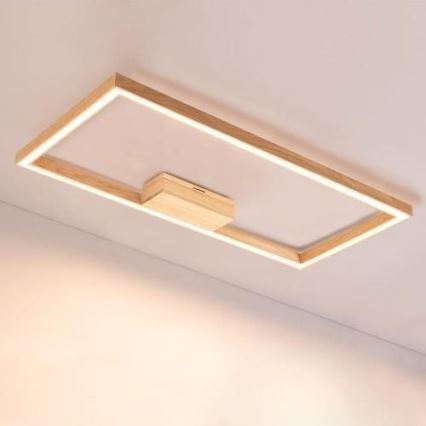 Dimbare LED plafondlamp RAMME LED/34W/230V mat eiken + afstandsbediening