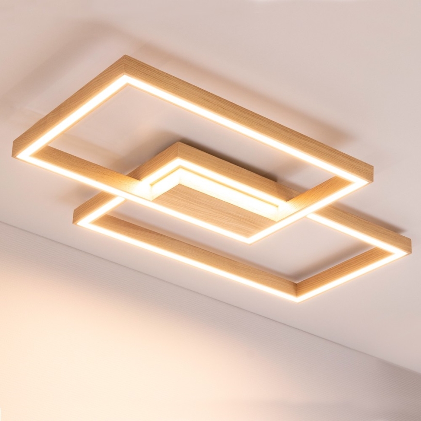 Dimbare LED-plafondlamp RAMME LED/48W/230V mat eiken + afstandsbediening