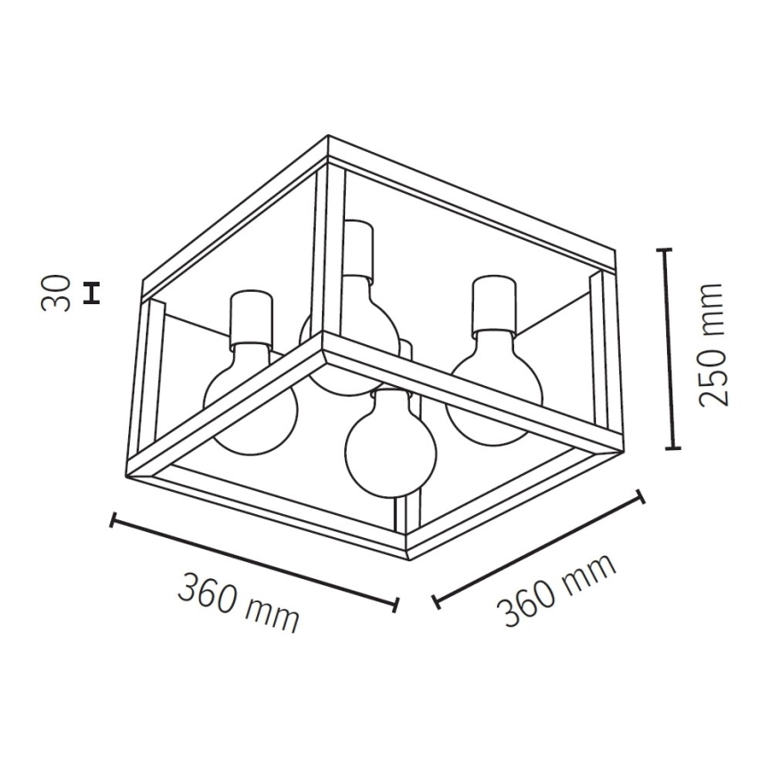 Plafondlamp KAGO 4xE27/60W/230V mat eiken - FSC-gecertificeerd