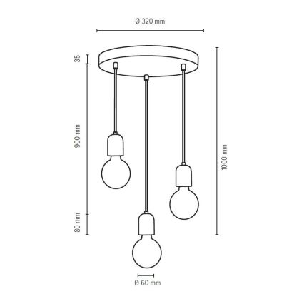 Hanglamp aan kabel AMORY 3xE27/60W/230V beton