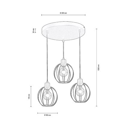 Hanglamp aan een koord BERIS 3xE27/60W/230V - FSC-gecertificeerd