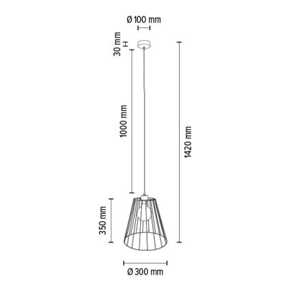 Hanglamp aan een koord ORAZIO 1xE27/60W/230V eiken - FSC-gecertificeerd