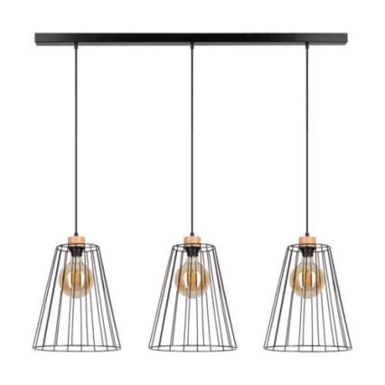 Hanglamp aan een koord ORAZIO 3xE27/60W/230V eiken - FSC-gecertificeerd