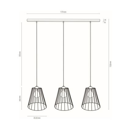 Hanglamp aan een koord ORAZIO 3xE27/60W/230V eiken - FSC-gecertificeerd