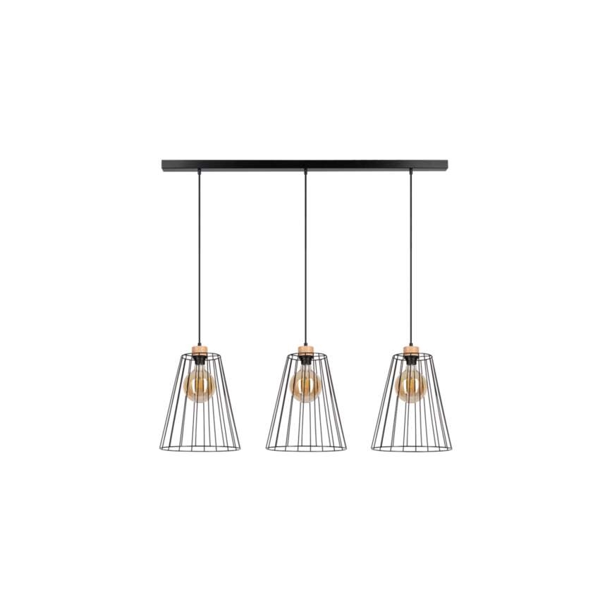 Hanglamp aan een koord ORAZIO 3xE27/60W/230V grenen