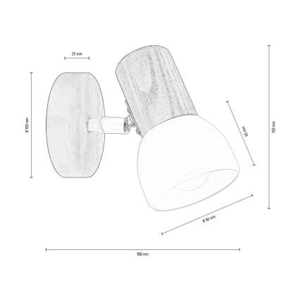 Wandspot NEL 1xE27/15W/230V walnoot - FSC-gecertificeerd