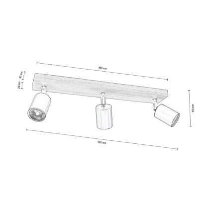 Plafondspot MANARA  3xGU10/5W/230V walnoot - FSC-gecertificeerd