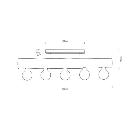 Hanglamp voor Oppervlak Montage TRABO 5xE27/60W/230V walnoot - FSC-gecertificeerd