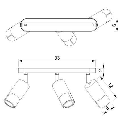 Spot  LINK 3xGU10/8W/230V zwart/messing