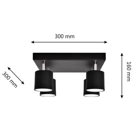 Spot PUNTA 4xGX53/10W/230V zwart