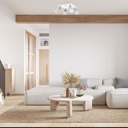 Spot RENO 4xGU10/8W/230V wit/glanzend chroom