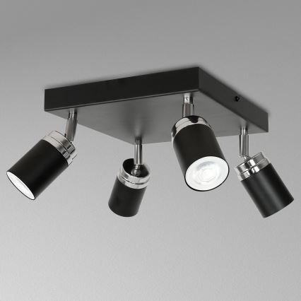 Spot RENO 4xGU10/8W/230V zwart/glanzend chroom