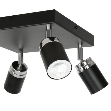 Spot RENO 4xGU10/8W/230V zwart/glanzend chroom
