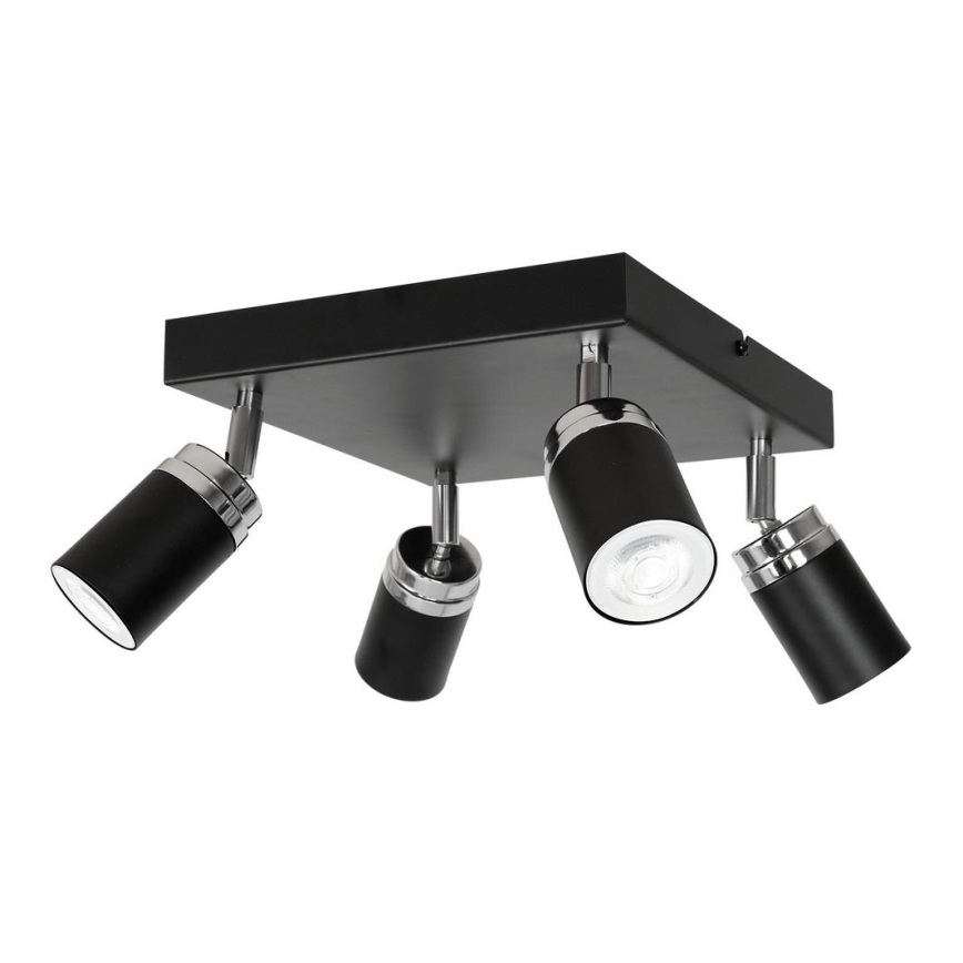 Spot RENO 4xGU10/8W/230V zwart/glanzend chroom