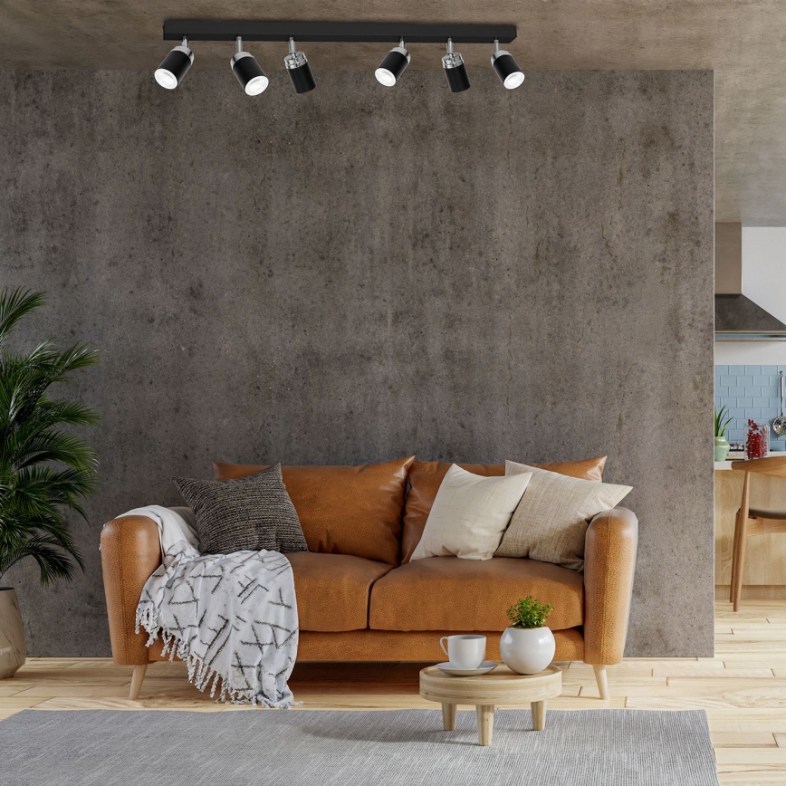 Spot RENO 6xGU10/60W/230V zwart/glanzend chroom