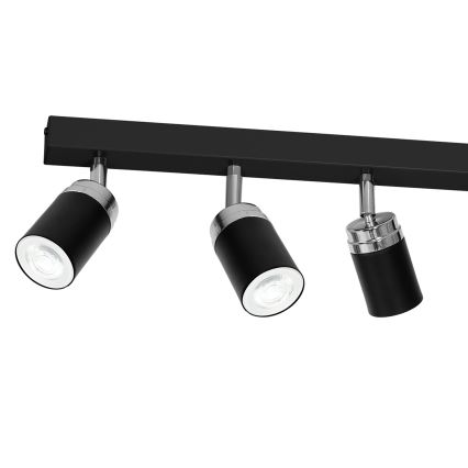 Spot RENO 6xGU10/60W/230V zwart/glanzend chroom