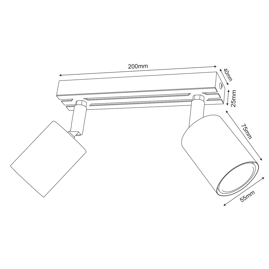 Spot TERRA 2xGU10/8W/230V zwart/eiken