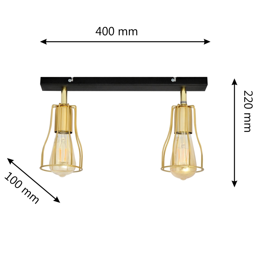 Spot  TUBE 2xE27/15W/230V goud/zwart