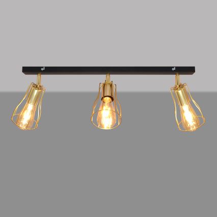 Spot  TUBE 3xE27/15W/230V goud/zwart