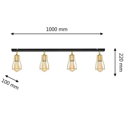 Spot  TUBE 4xE27/15W/230V goud/zwart