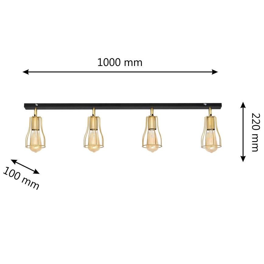 Spot  TUBE 4xE27/15W/230V goud/zwart
