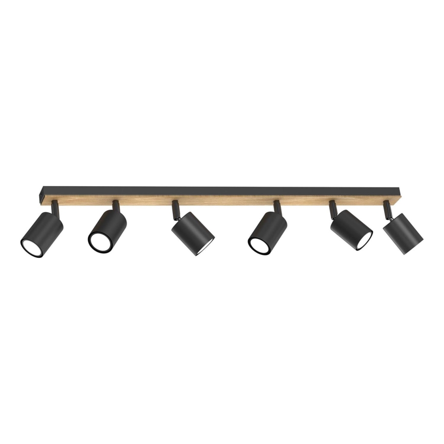 Spot TULON 6xGU10/8W/230V zwart/eiken