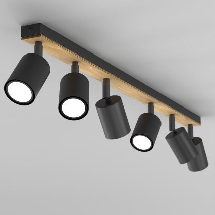 Spot TULON 6xGU10/8W/230V zwart/eiken