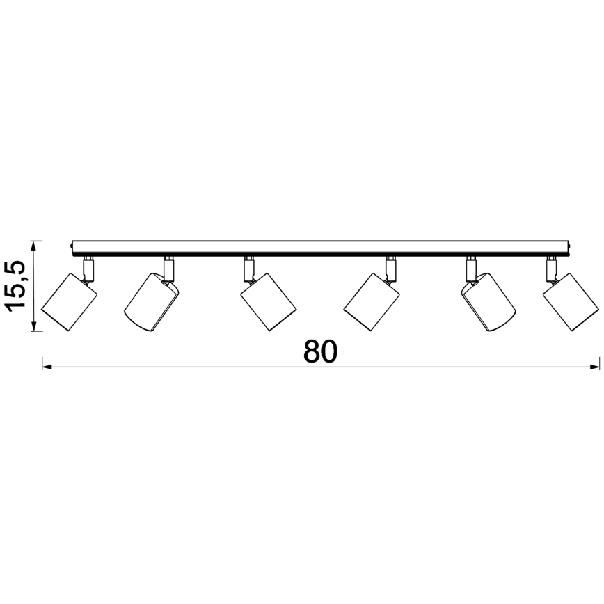 Spot TULON 6xGU10/8W/230V zwart/eiken