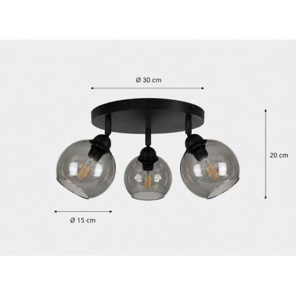 Spot UNO 3xE27/60W/230V zwart