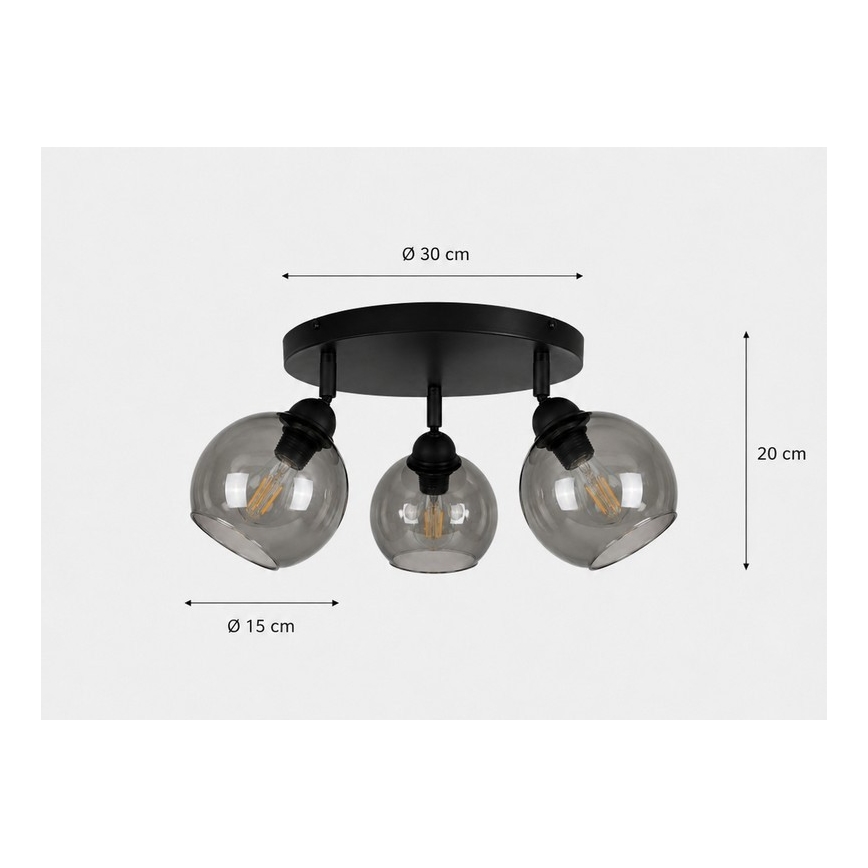 Spot UNO 3xE27/60W/230V zwart