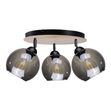 Spot UNO WOOD 3xE27/60W/230V zwart/bruin