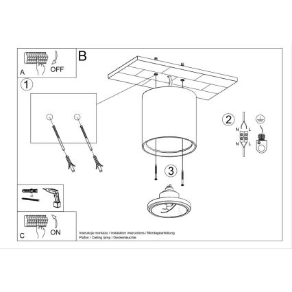 Spot verlichting KALU 1x GU10 / 40W / 230V