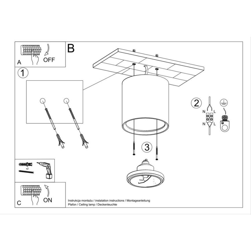 Spot verlichting KALU 1x GU10 / 40W / 230V