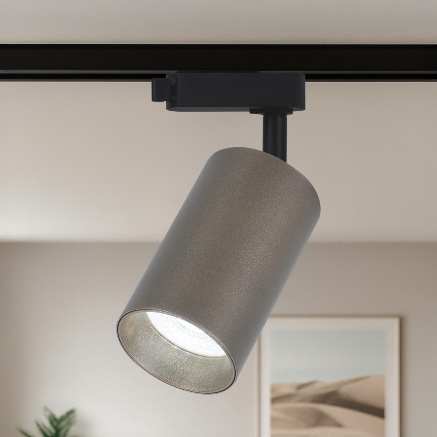 Spot voor 1-fase railsysteem PIPE 1xGU10/10W/230V, bruin