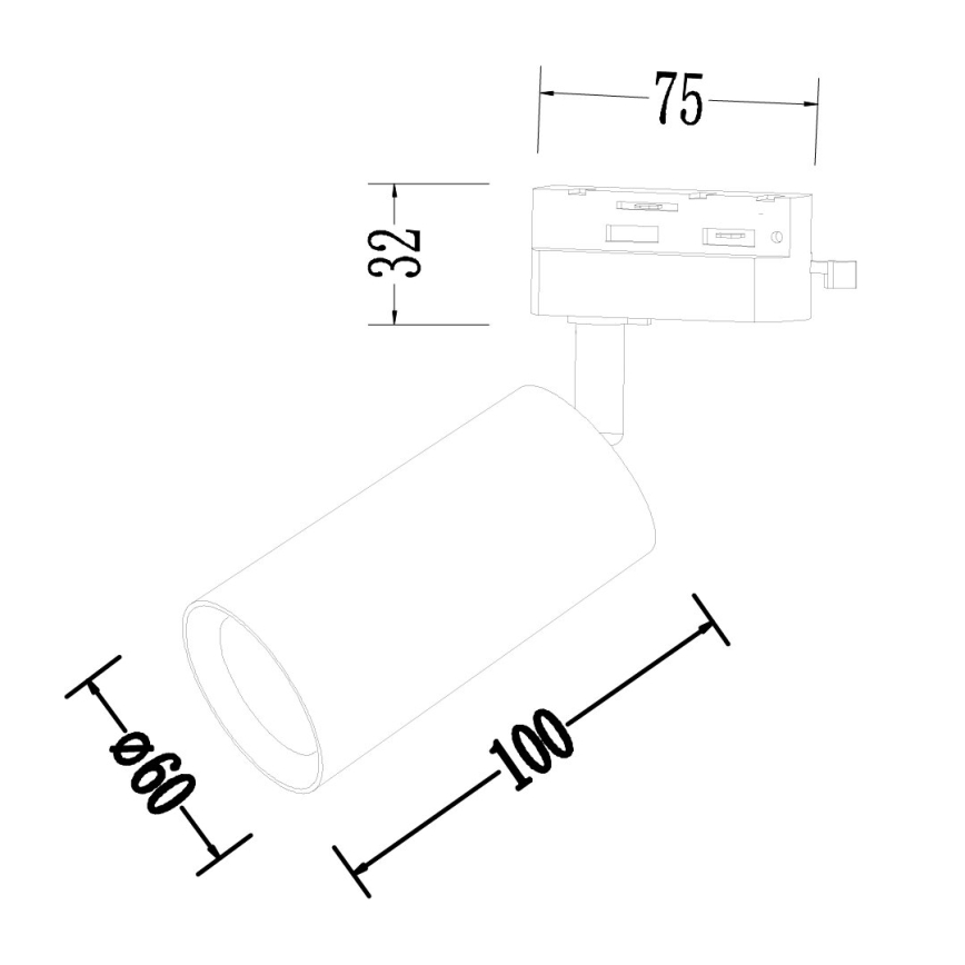 Spot voor 1-fase railsysteem PIPE 1xGU10/10W/230V zwart