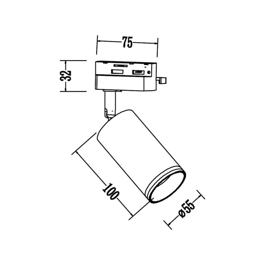 Spot voor 1-fase railsysteem PIPE 1xGU10/10W/230V zwart