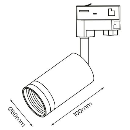 Spot voor een 3-fase Rail Systeem PIPE 1xGU10/25W/230V wit