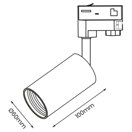 Spot voor een 3-fase Rail Systeem PIPE 1xGU10/25W/230V wit