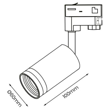 Spot voor een 3-fase Rail Systeem PIPE 1xGU10/25W/230V zwart