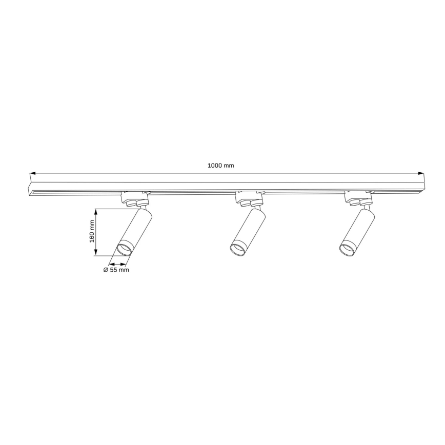 Spot voor een rail Systeem FADO 3xGU10/10W/230V + 1 m railsysteem wit
