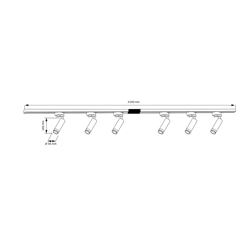 Spot voor een rail Systeem FADO 6xGU10/10W/230V + 2x1 m railsysteem wit