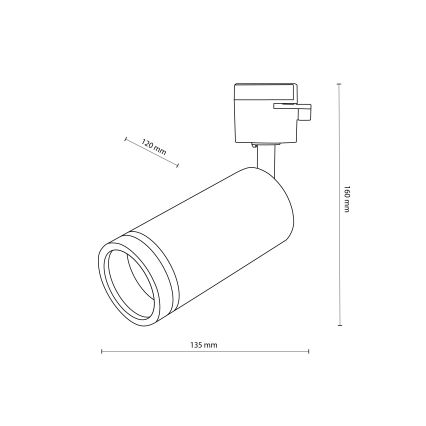 Spot voor 1-fase railsysteem JET RING 1xGU10/10W/230V zwart
