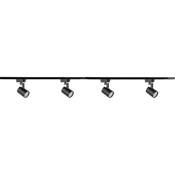 Spot voor een rail Systeem LYNX 4xGU10/10W/230V + 2 x 75 cm railsysteem zwart