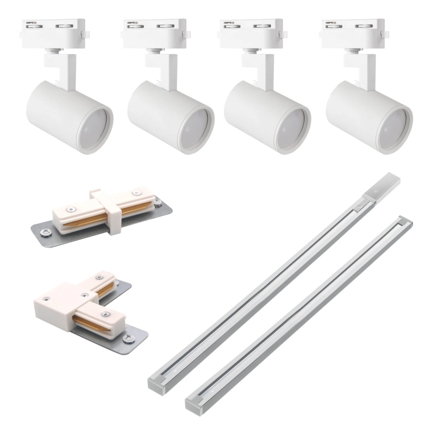 Spot voor een rail Systeem LYNX 4xGU10/10W/230V + 2 x 75 cm railsysteem wit