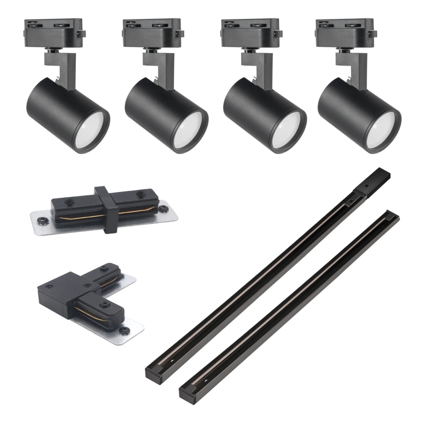 Spot voor een rail Systeem LYNX 4xGU10/10W/230V + 2 x 75 cm railsysteem zwart