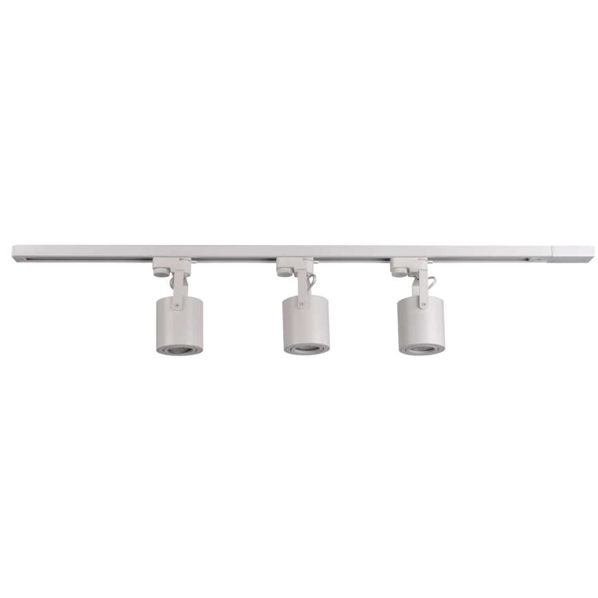 Spot voor een rail Systeem MINOR 3xGU10/10W/230V + 1 m rails systeem wit