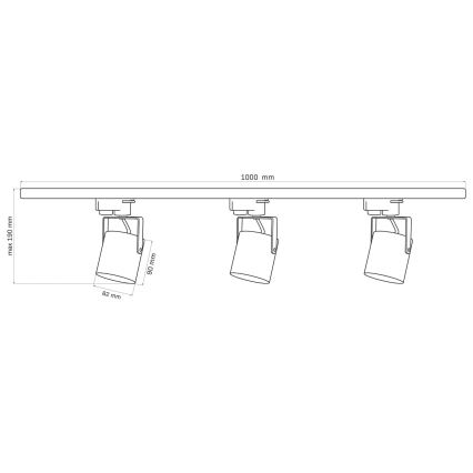 Spot voor een rail Systeem MINOR 3xGU10/10W/230V + 1 m rails systeem wit