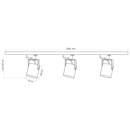 Spot voor een rail Systeem MINOR 3xGU10/10W/230V + 1 m rails systeem wit