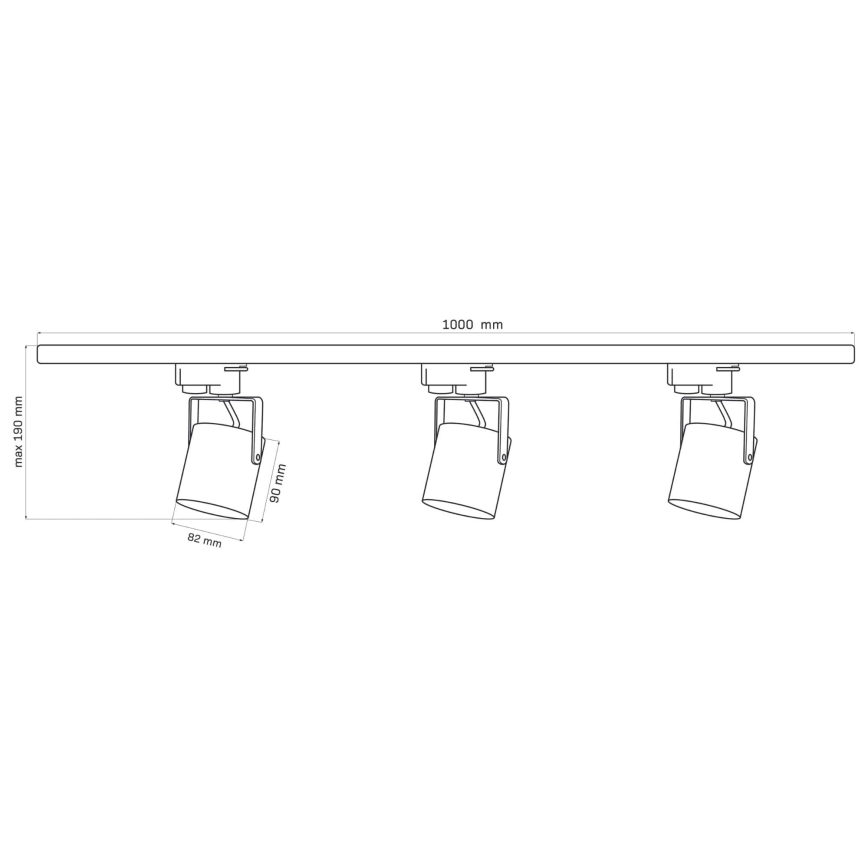 Spot voor een rail Systeem MINOR 3xGU10/10W/230V + 1 m rails systeem wit